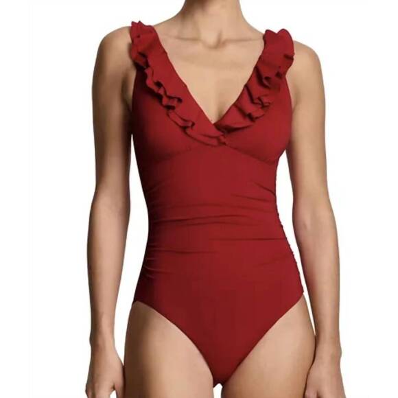 RALPH LAUREN Other - NEW RALPH LAUREN ruffle surplice underwire one piece swimsuit in red